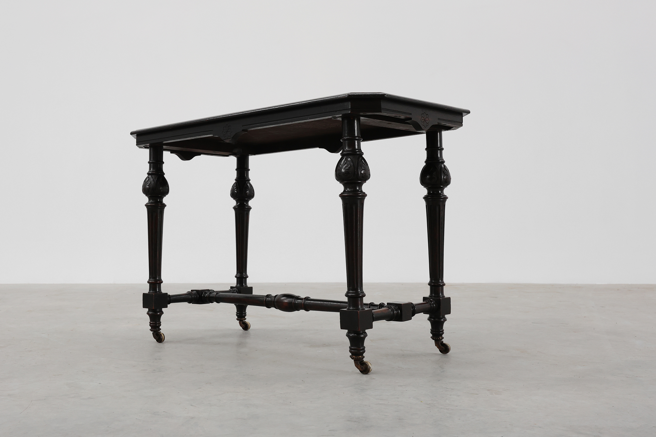 19th Century English side table with geometric wood inlay by John Taylor & Sonsthumbnail